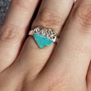925 Silver Turquoise Heart Ring